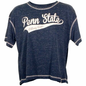 navy heather women's crop t-shirt with script Penn State Nittany Lions